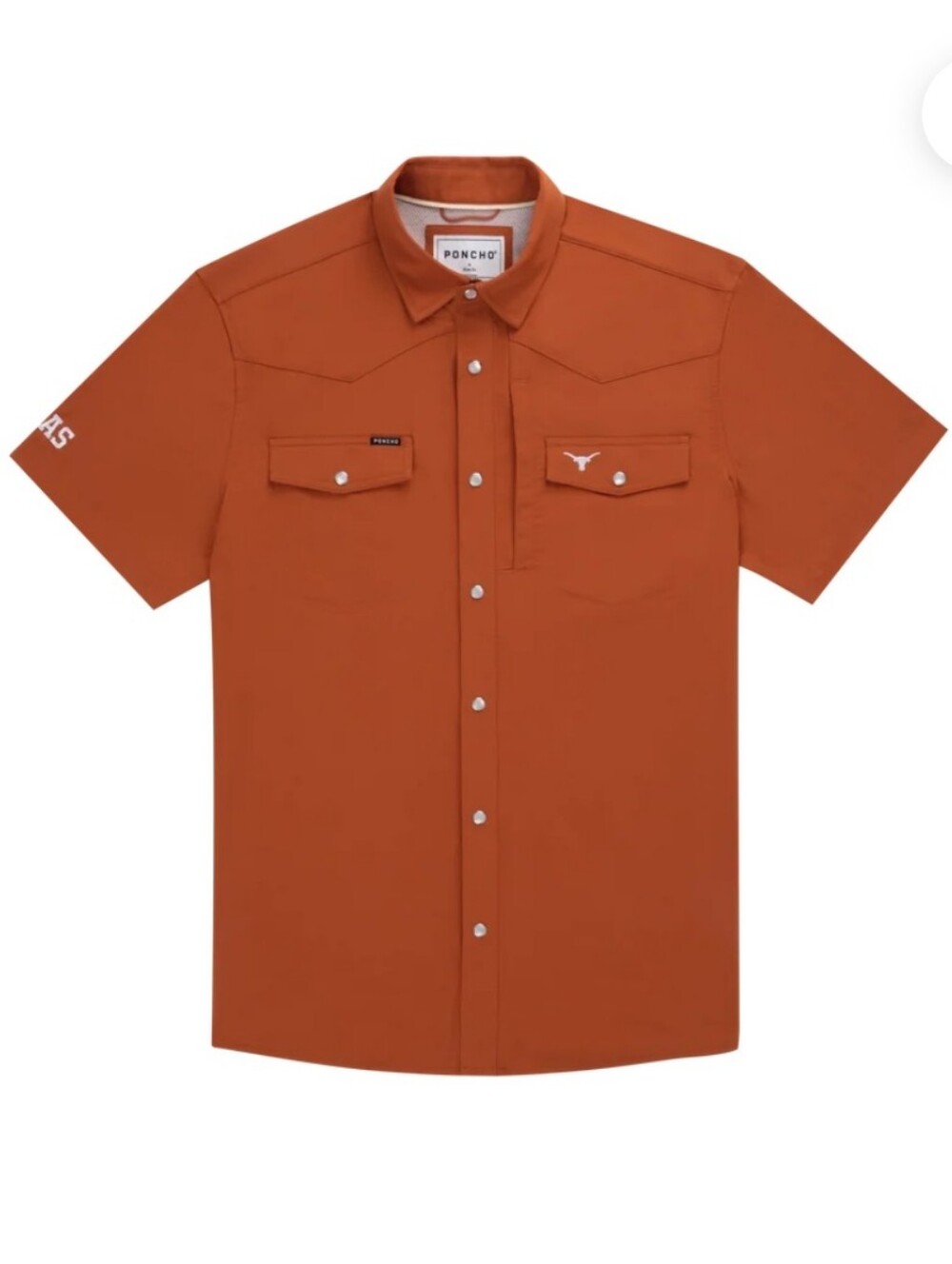 Poncho The Bertha Western Pearl Snap SS Shirt Burnt Orange UT Logo